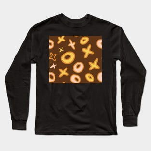 Autumn Fish Stars Tiny Donuts Foodie Pattern Long Sleeve T-Shirt